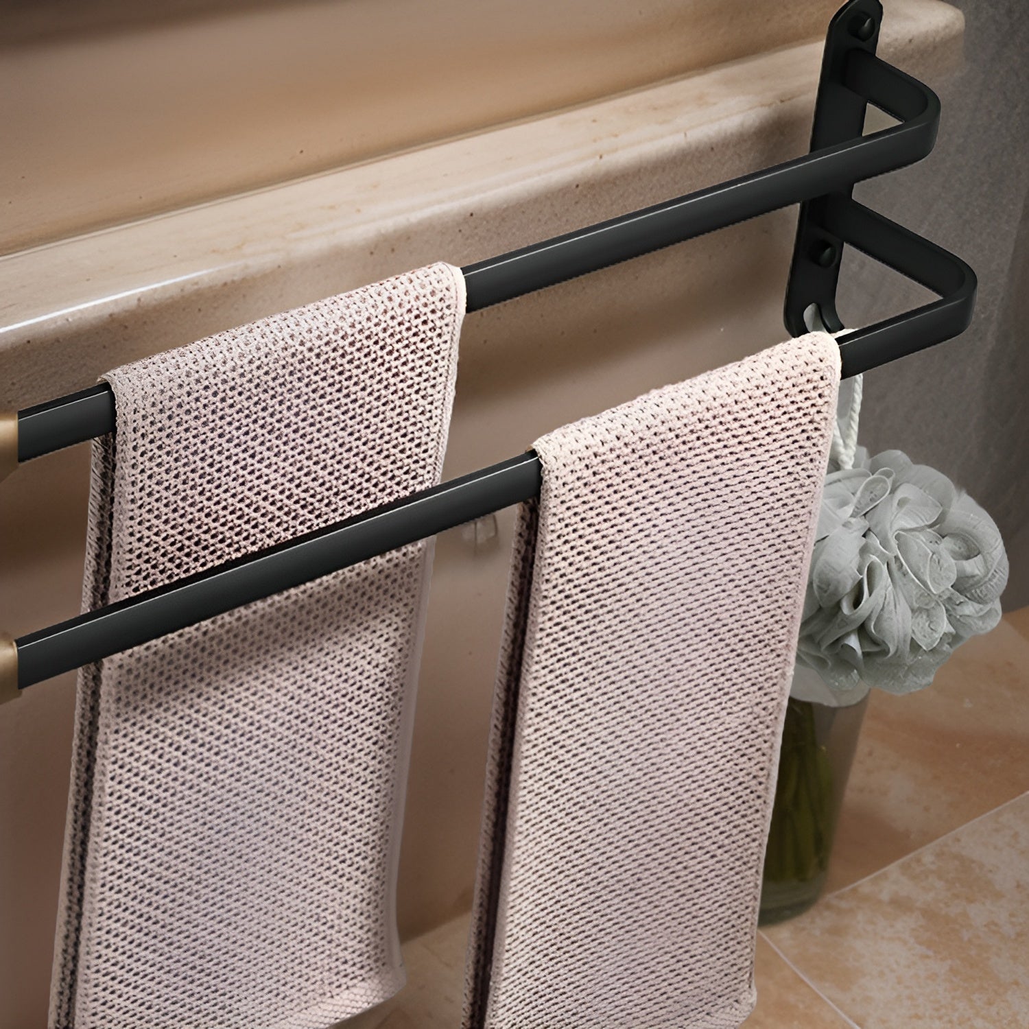 Modern Black Aluminium Towel Rack - Wall Mounted - Bathroom Space Saver - 2 or 3 Bar Options - Image 4