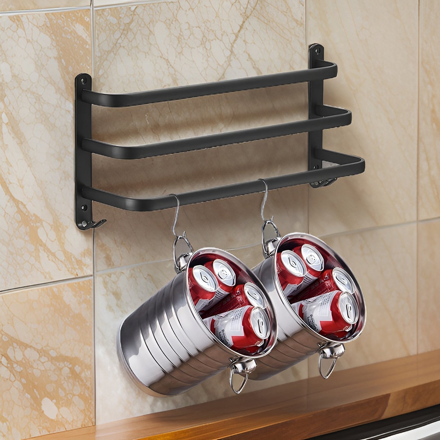 Modern Black Aluminium Towel Rack - Wall Mounted - Bathroom Space Saver - 2 or 3 Bar Options - Image 5