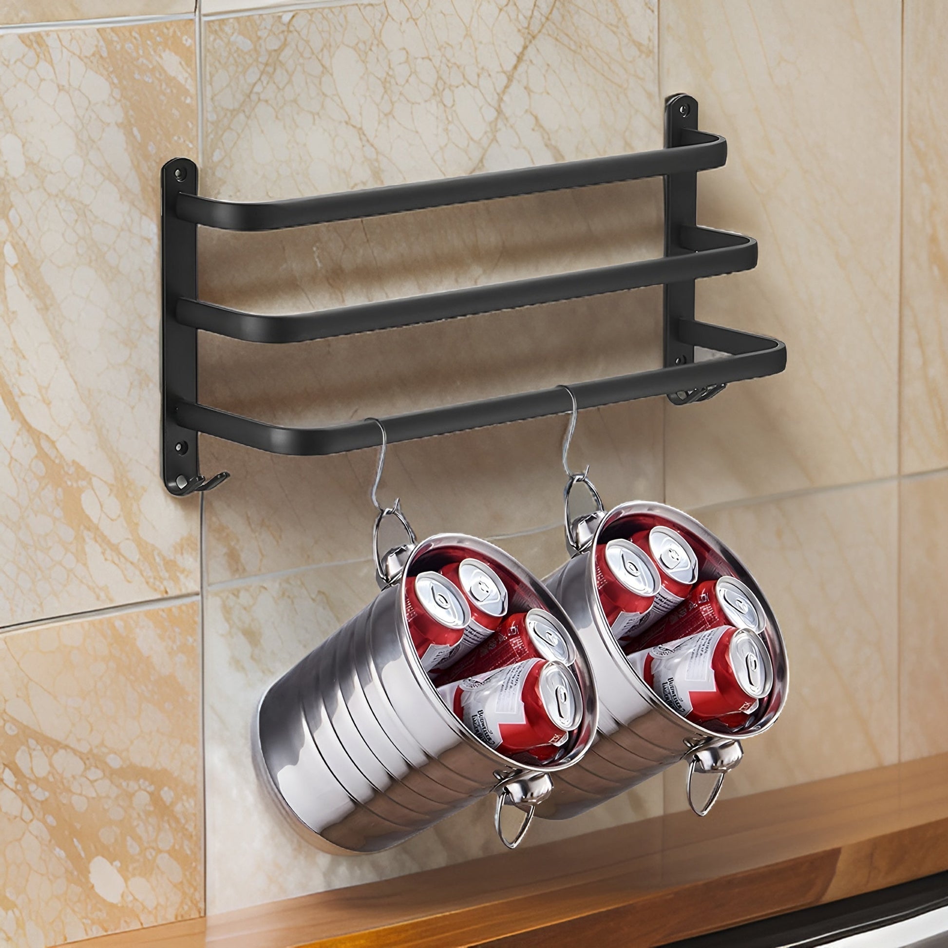 Modern Black Aluminium Towel Rack - Wall Mounted - Bathroom Space Saver - 2 or 3 Bar Options - Image 5