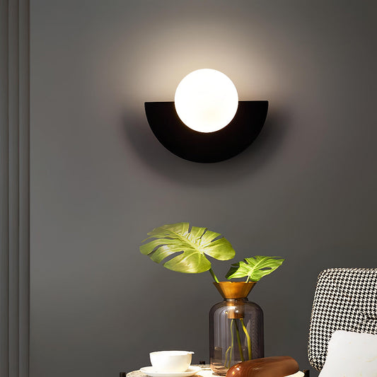 Modern Black Half Moon Wall Lamp - Frosted Glass LED Indoor Light - Image 1