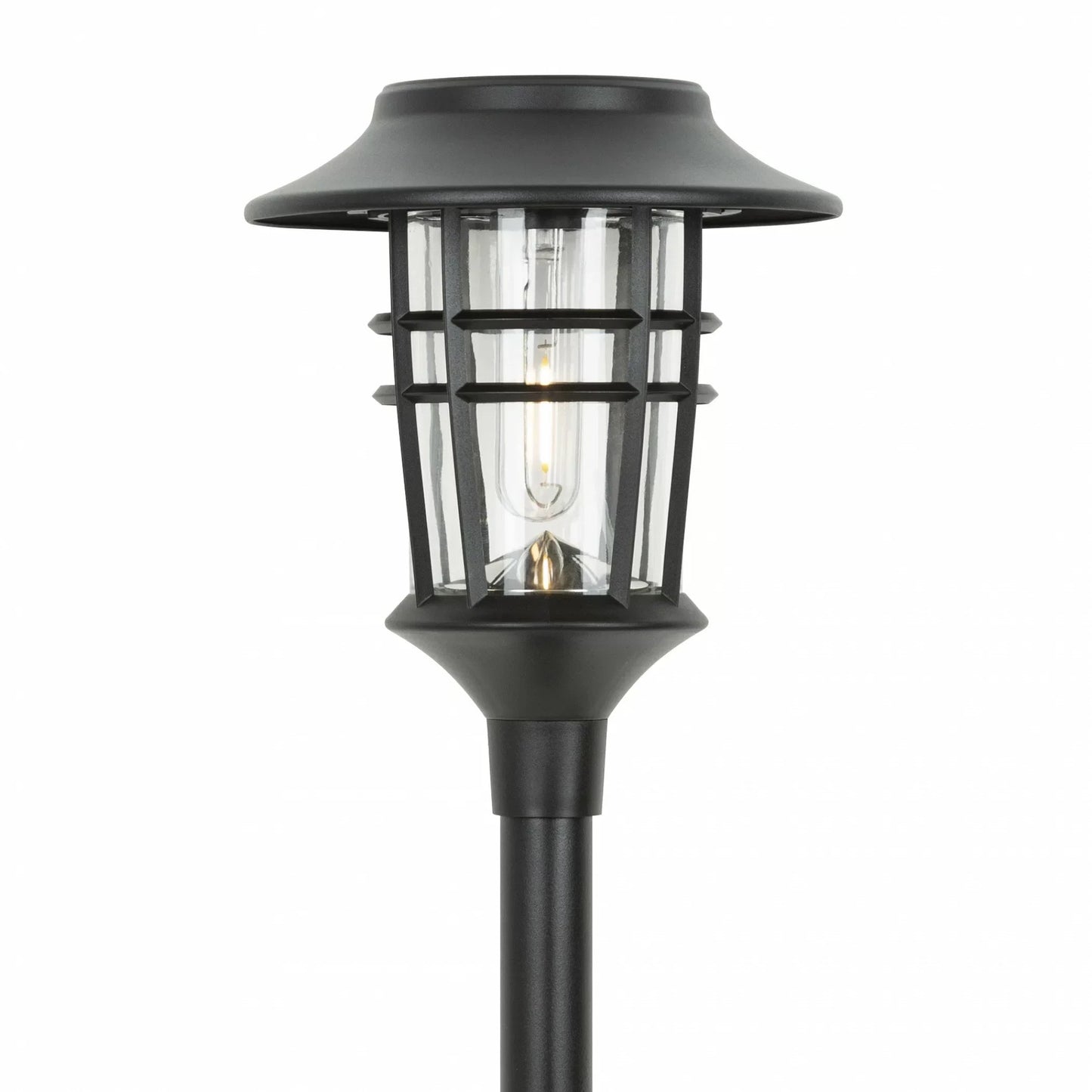 Modern Black Plastic Solar Garden Light - Flame Effect LED Pathway Light - Image 1