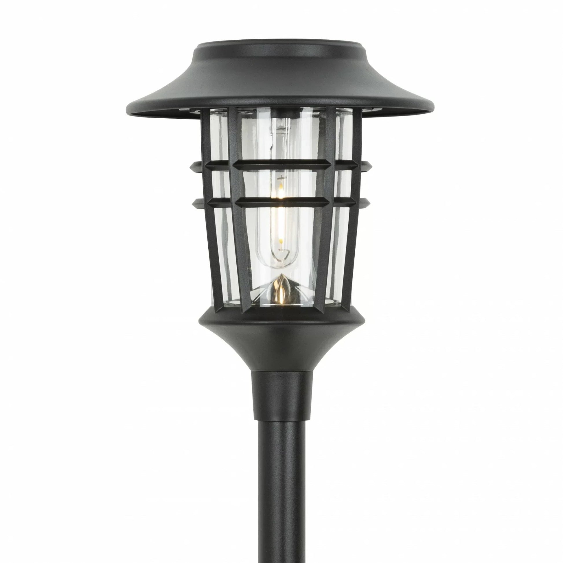 Modern Black Plastic Solar Garden Light - Flame Effect LED Pathway Light - Image 1