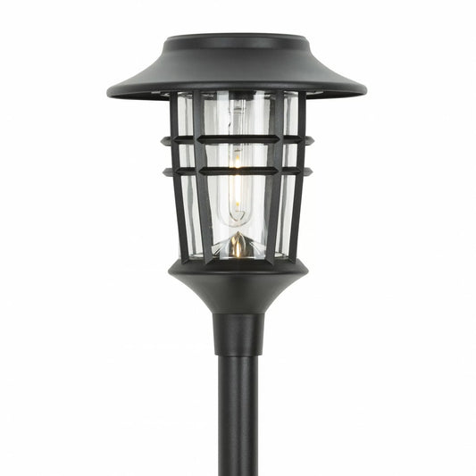 Modern Black Plastic Solar Garden Light - Flame Effect LED Pathway Light - Image 1