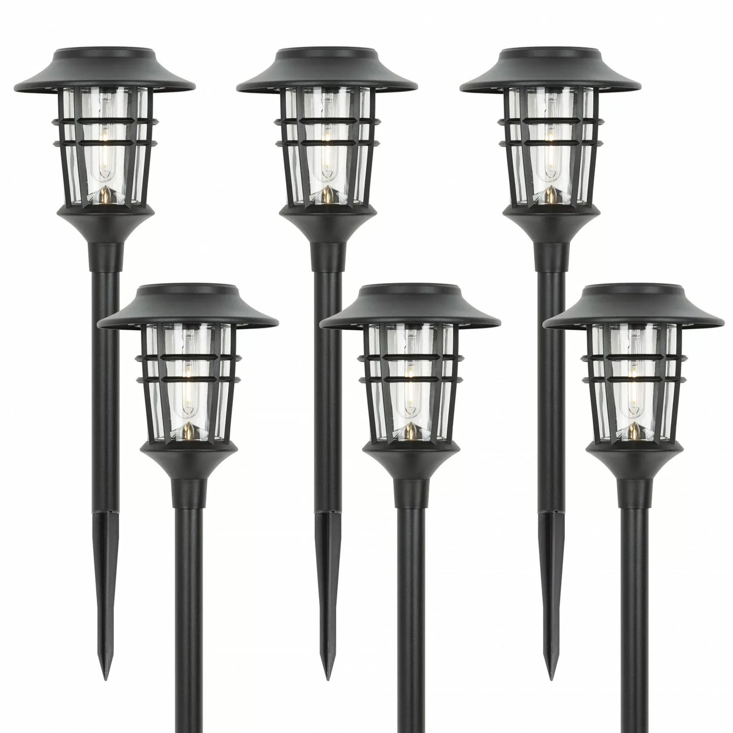 Modern Black Plastic Solar Garden Light - Flame Effect LED Pathway Light - Image 3