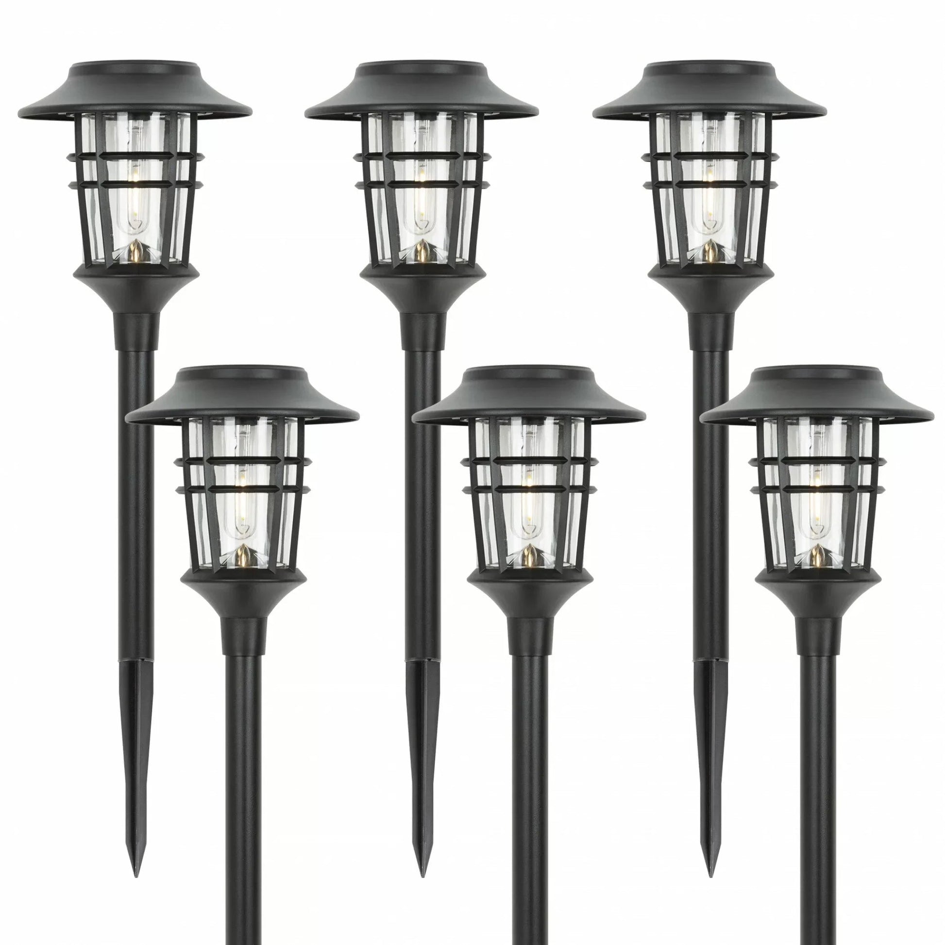 Modern Black Plastic Solar Garden Light - Flame Effect LED Pathway Light - Image 3