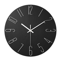 Modern Black Wall Clock - 30 cm Silent Minimalist Design