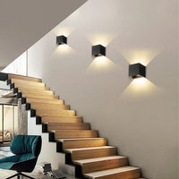 Modern Cube Wall Lamp - Matte Black Finish - Motion Sensor Option