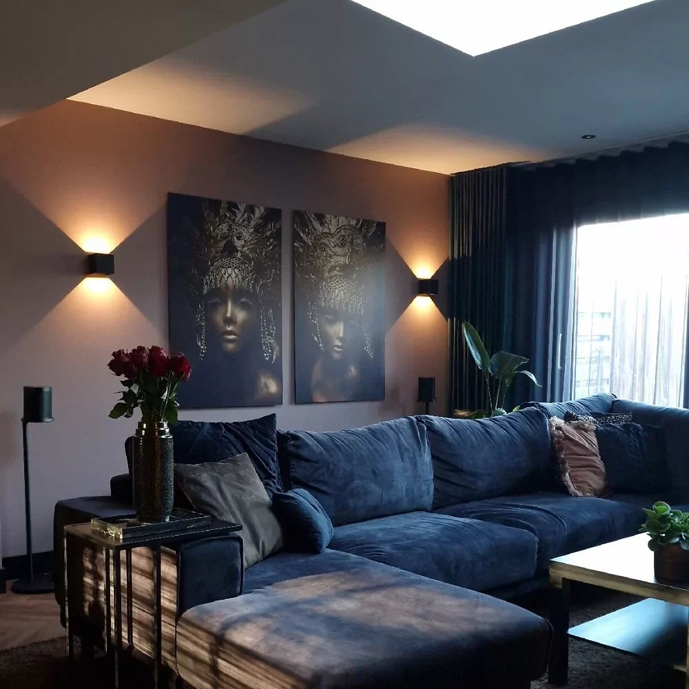 Modern Cube Wall Lamp - Matte Black Finish - Motion Sensor Option - Image 2