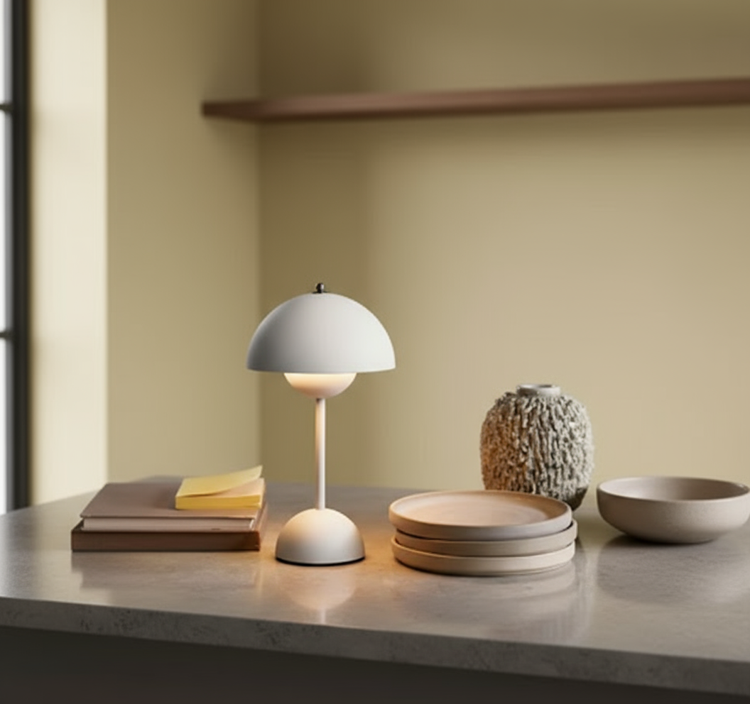 Modern Dome Table Lamp - Iron & Acrylic - Wireless LED Lighting - Image 1