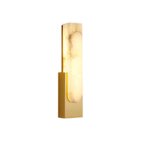 Modern Faux Marble Effect Wall Sconce - Brass-Effect Metal LED Light - Elegant Indoor Lighting