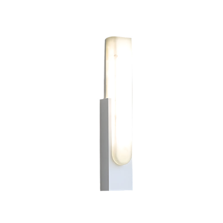 Modern Faux Marble Effect Wall Sconce - Brass-Effect Metal LED Light - Elegant Indoor Lighting - Image 6