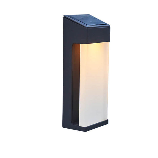 Modern Frosted Glass Outdoor LED Wall Sconce - Solar Powered - Warm Light - Image 1