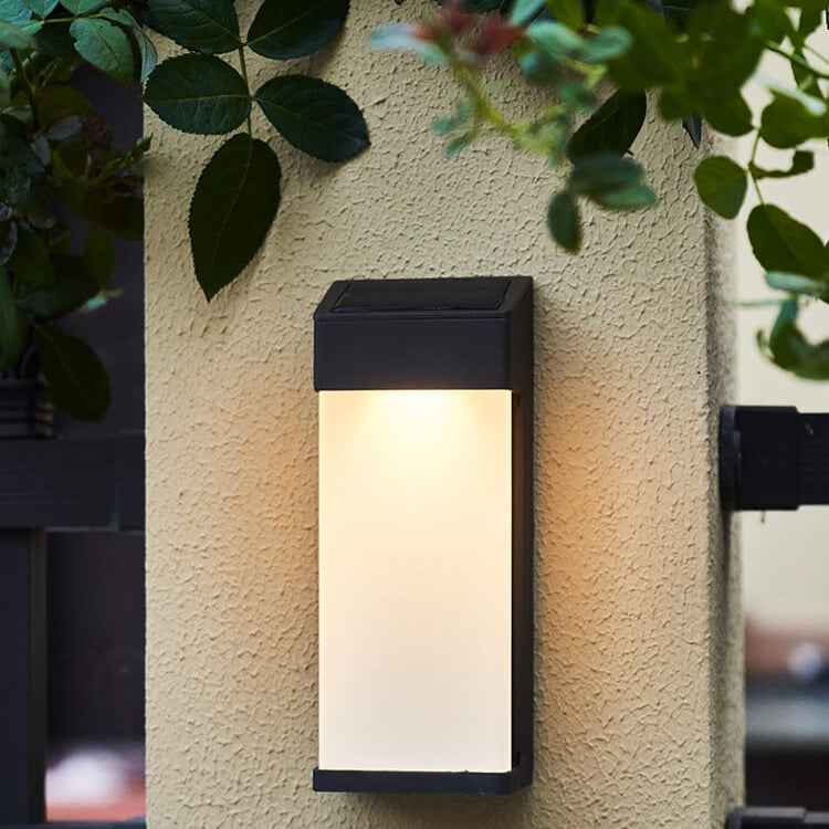 Modern Frosted Glass Outdoor LED Wall Sconce - Solar Powered - Warm Light - Image 2