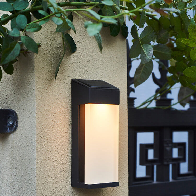 Modern Frosted Glass Outdoor LED Wall Sconce - Solar Powered - Warm Light - Image 4