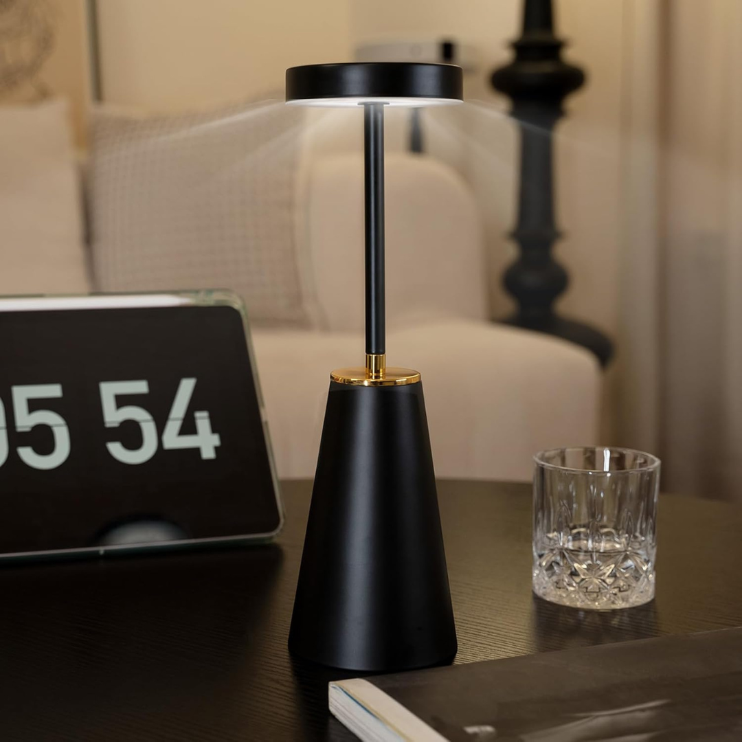Modern Iron Cone LED Table Lamp - Rechargeable - Stylish Lighting - Image 2