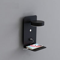 Modern Iron LED Wall Light with USB Shelf - 1-Light - Stylish Bedroom Light