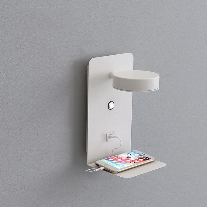 Modern Iron LED Wall Light with USB Shelf - 1-Light - Stylish Bedroom Light - Image 2