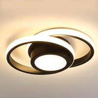Modern LED Ceiling Light - Black Metal Rings - Flush Mount Fixture