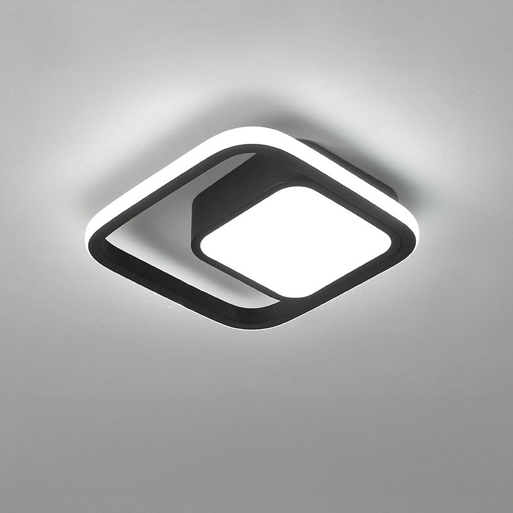 Modern LED Ceiling Light - Black Metal Rings - Flush Mount Fixture - Image 8