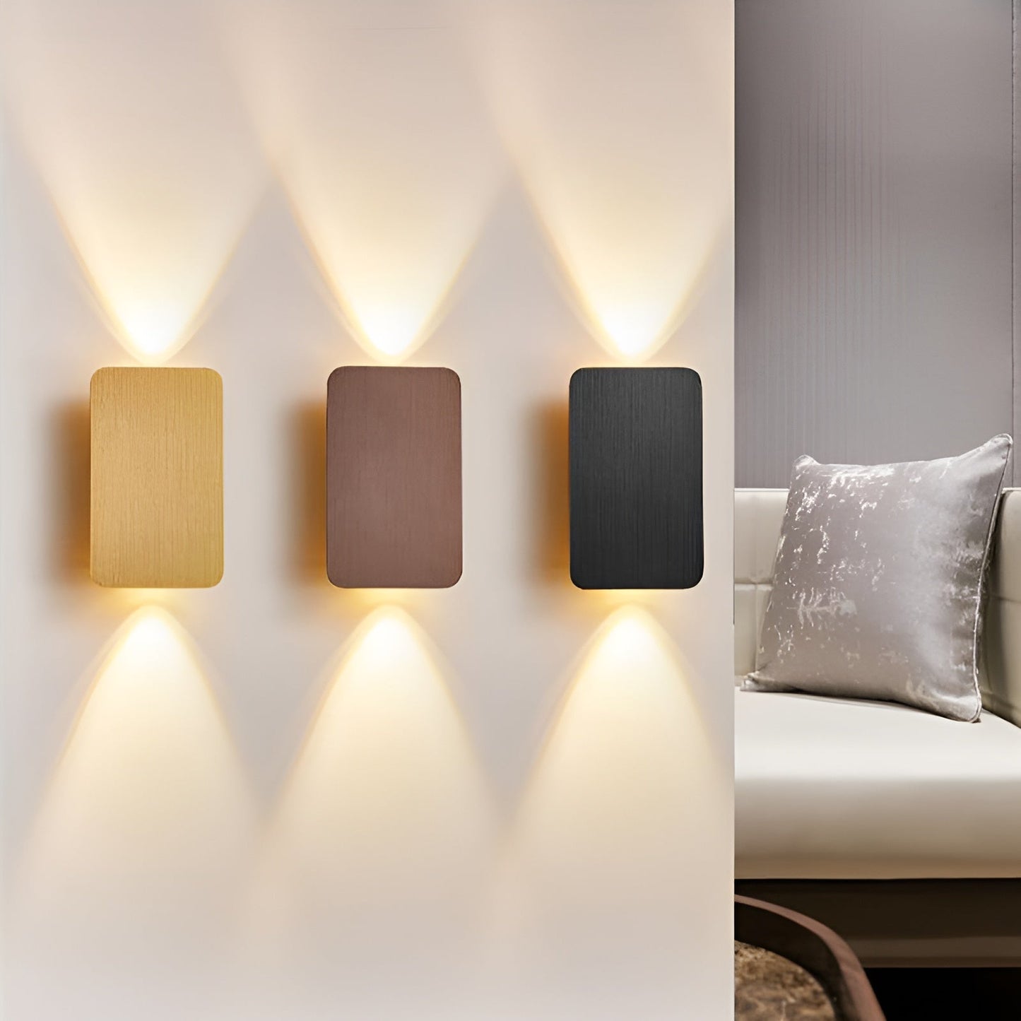 Modern LED Wall Lamp - Rectangle Design - Indoor Lighting - Brushed Black Finish - Image 3