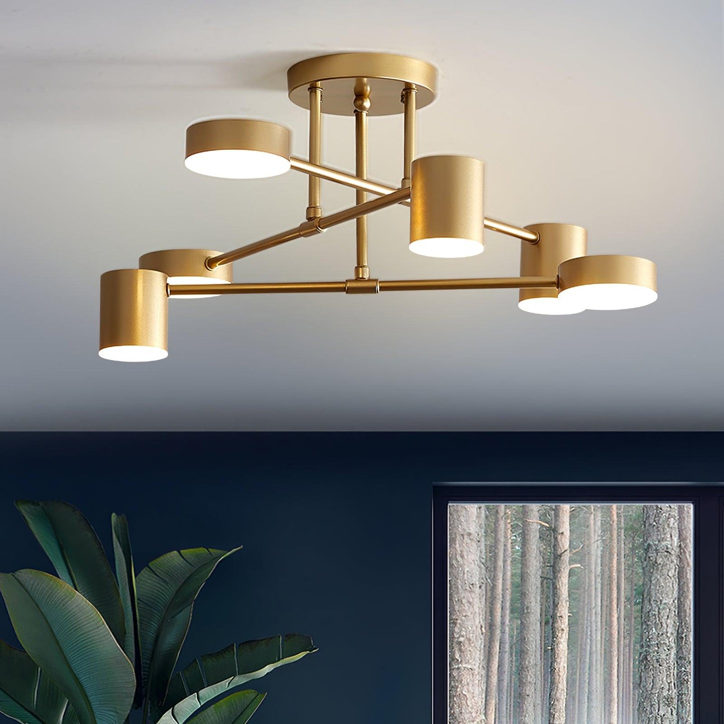Modern Metal Cylinder LED Ceiling Light - Sputnik Style Fixture - 6-Light - Image 1