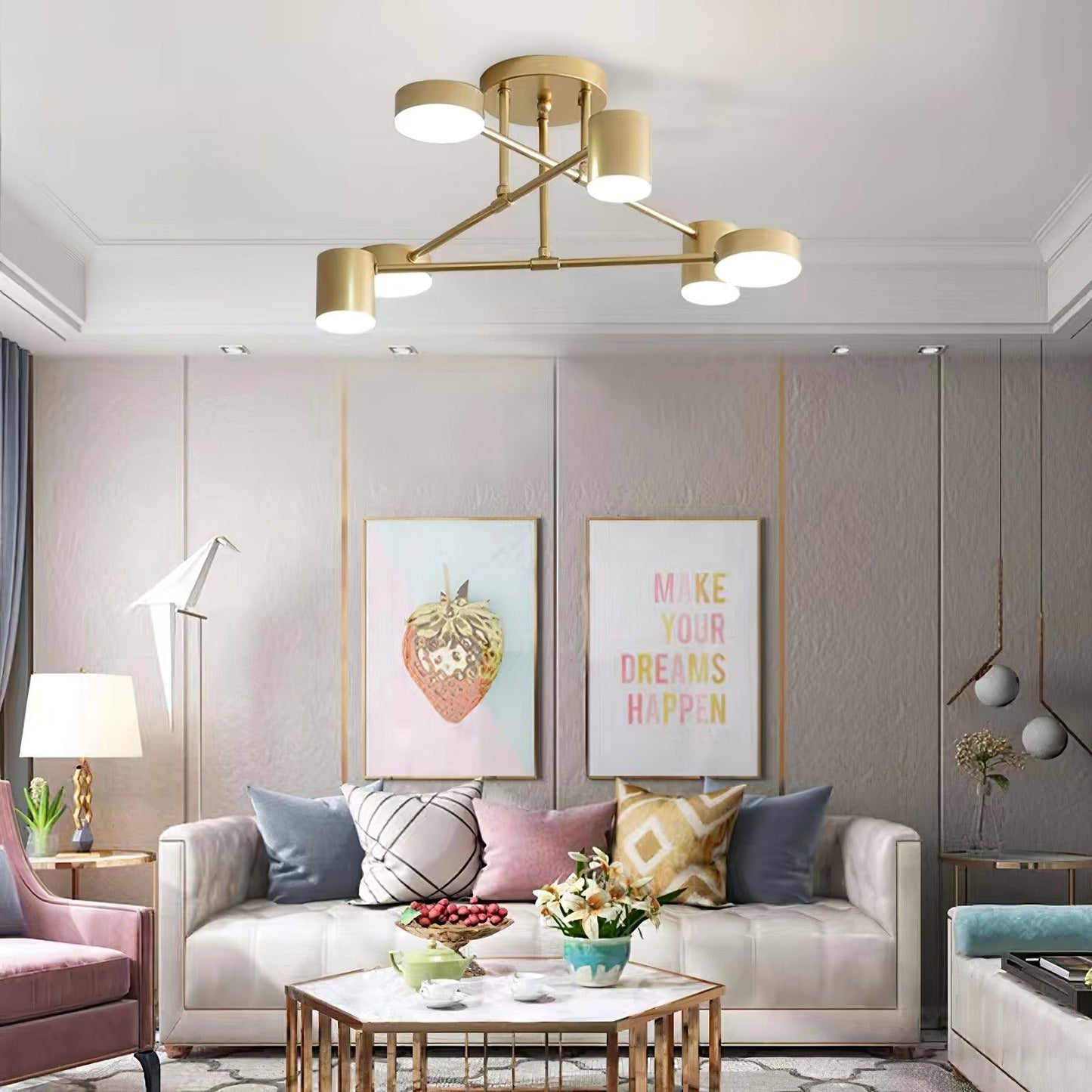 Modern Metal Cylinder LED Ceiling Light - Sputnik Style Fixture - 6-Light - Image 2