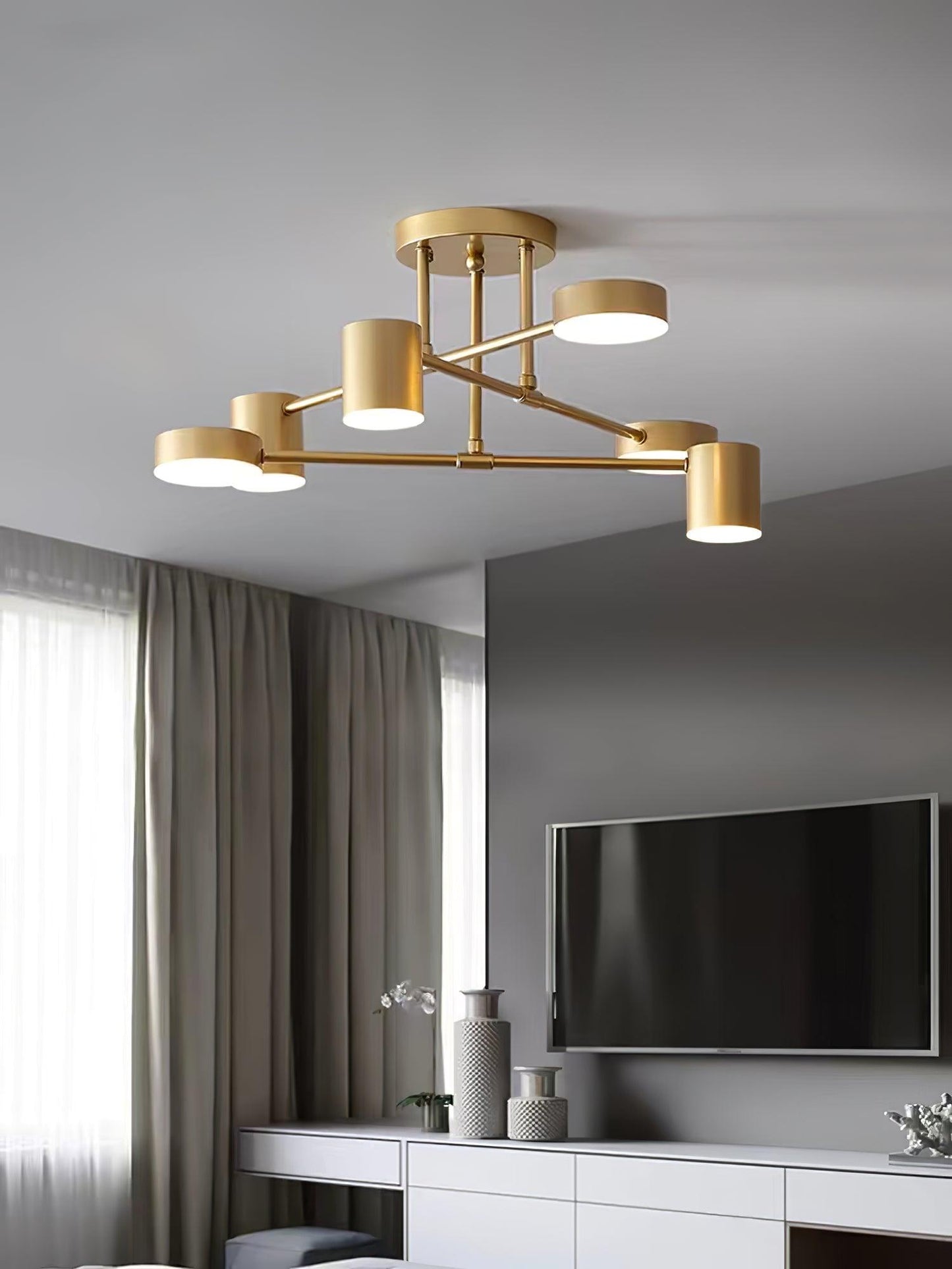 Modern Metal Cylinder LED Ceiling Light - Sputnik Style Fixture - 6-Light - Image 3