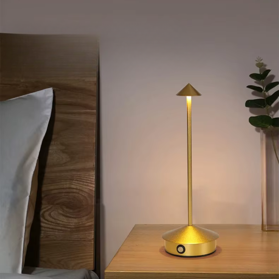 Modern Metal LED Table Lamp - Cone Design - Rechargeable - Stylish Lighting - Image 2