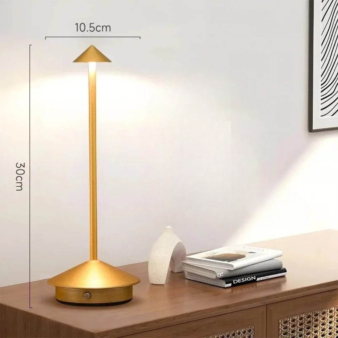 Modern Metal LED Table Lamp - Cone Design - Rechargeable - Stylish Lighting - Image 3