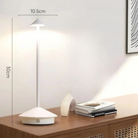 Modern Metal LED Table Lamp - Cone Design - Rechargeable - Stylish Lighting
