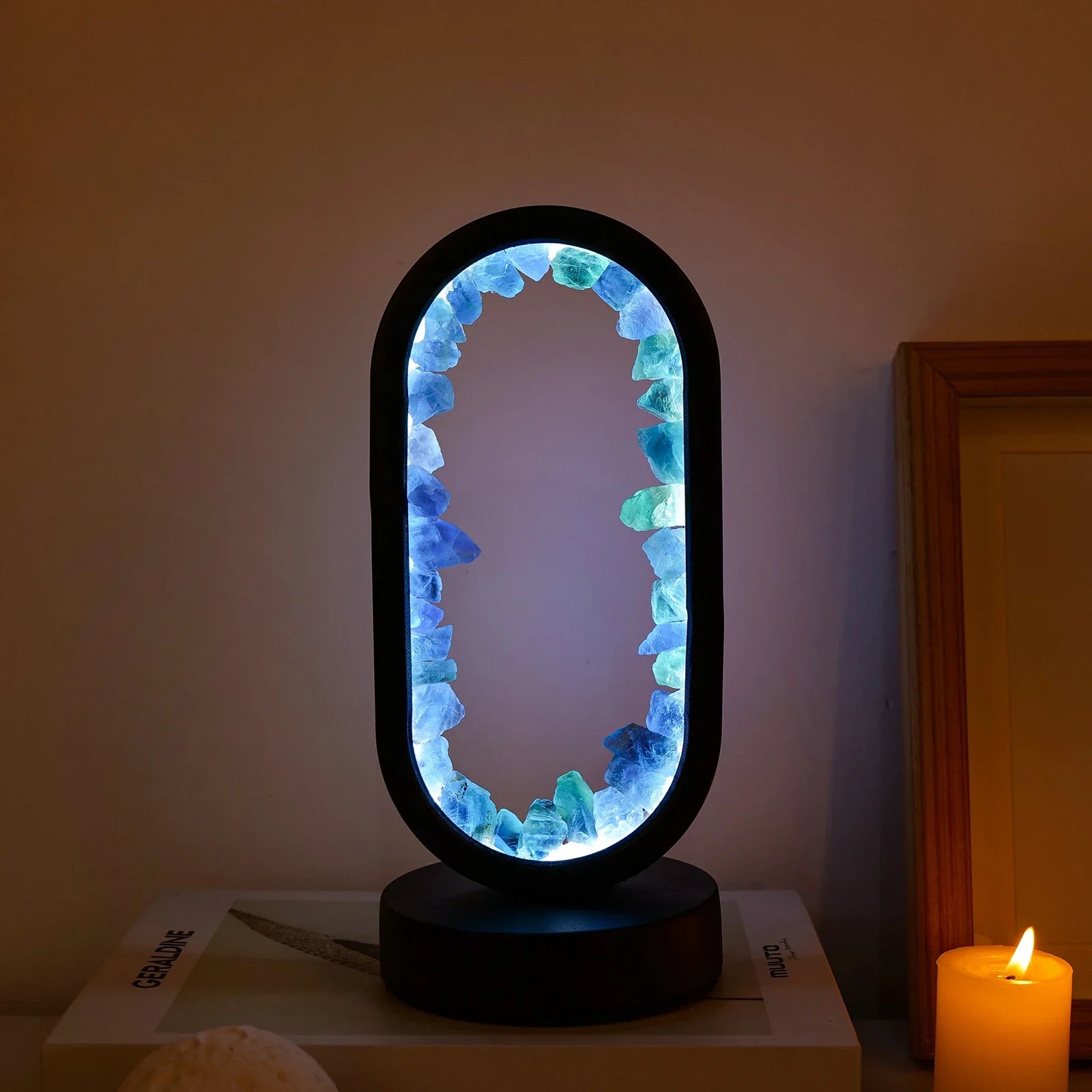 Modern Oval Crystal Table Lamp - LED Accent Light - USB Powered - Image 1