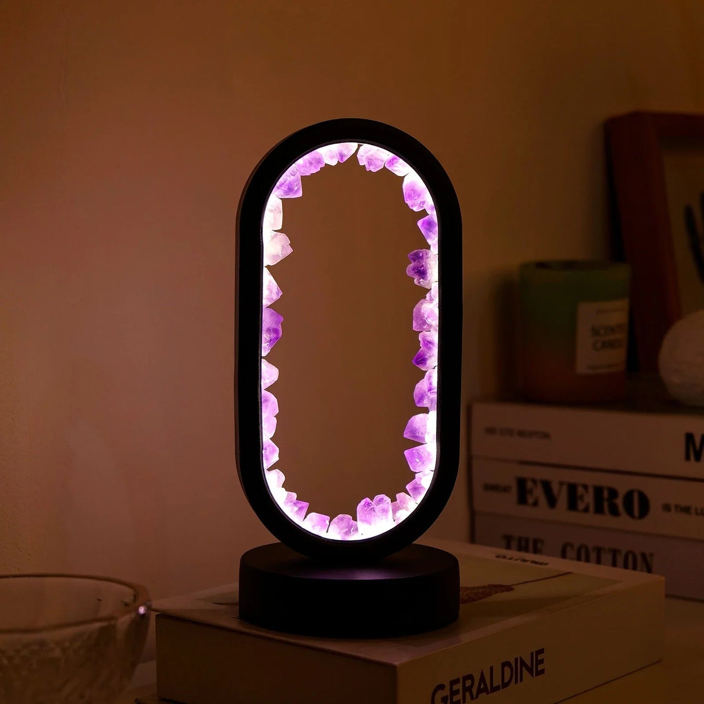 Modern Oval Crystal Table Lamp - LED Accent Light - USB Powered - Image 2