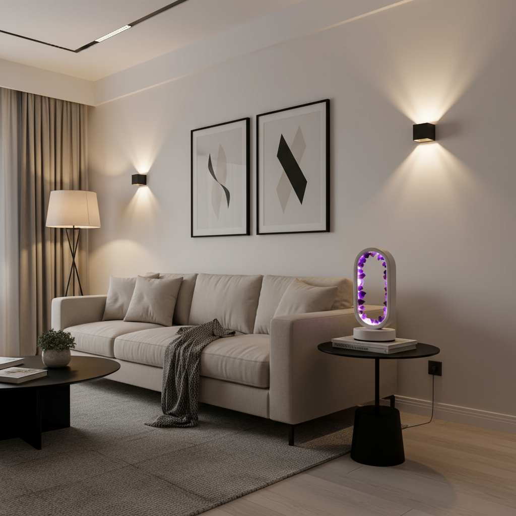 Modern Oval Crystal Table Lamp - LED Accent Light - USB Powered - Image 5