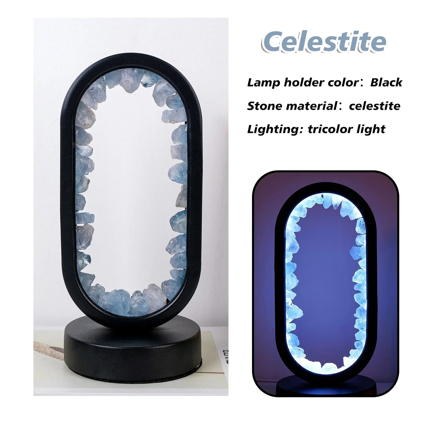 Modern Oval Crystal Table Lamp - LED Accent Light - USB Powered - Image 6