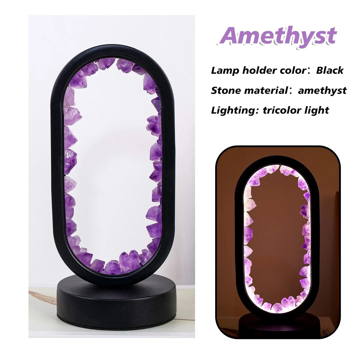 Modern Oval Crystal Table Lamp - LED Accent Light - USB Powered - Image 7