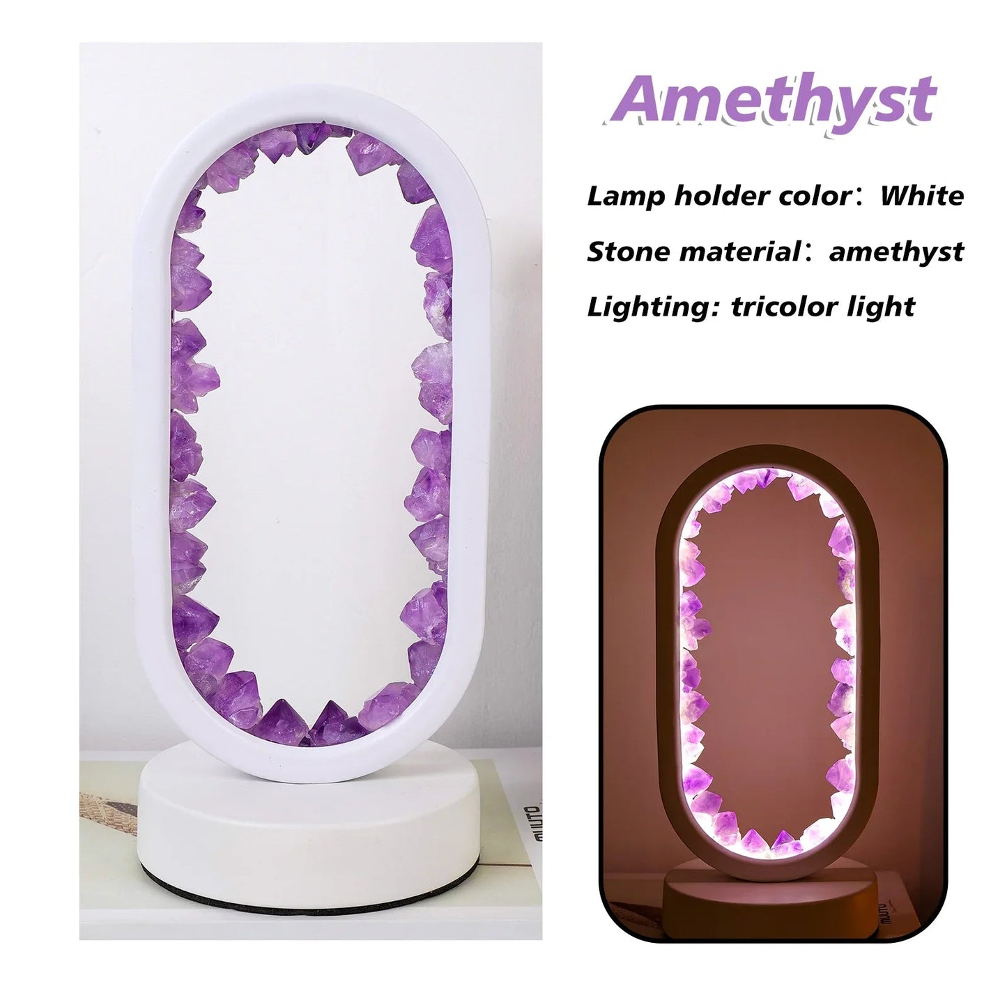 Modern Oval Crystal Table Lamp - LED Accent Light - USB Powered - Image 8