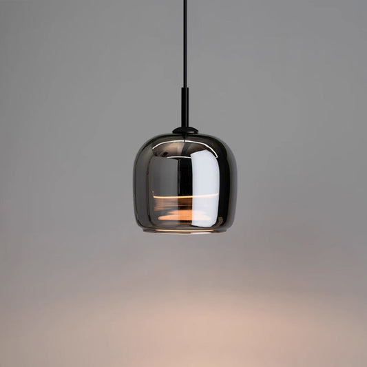 Modern Pendant Light - Smoked Glass - Black Accents - Dining Room Lighting - Image 1