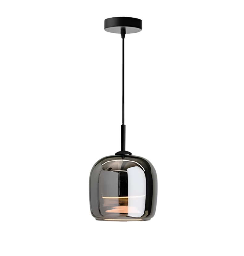 Modern Pendant Light - Smoked Glass - Black Accents - Dining Room Lighting - Image 2