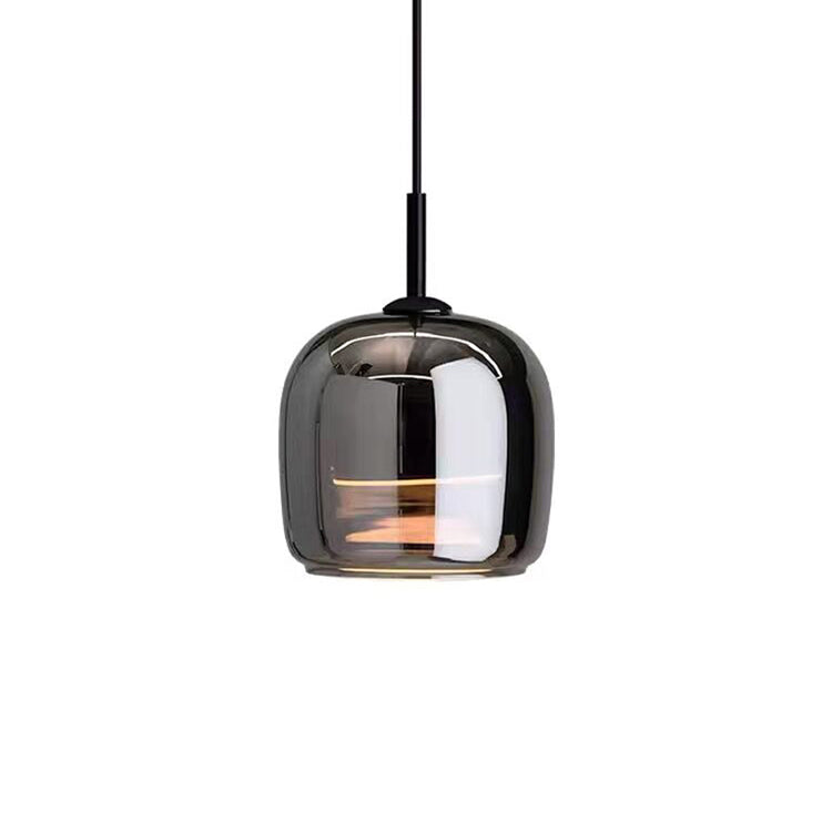 Modern Pendant Light - Smoked Glass - Black Accents - Dining Room Lighting - Image 3