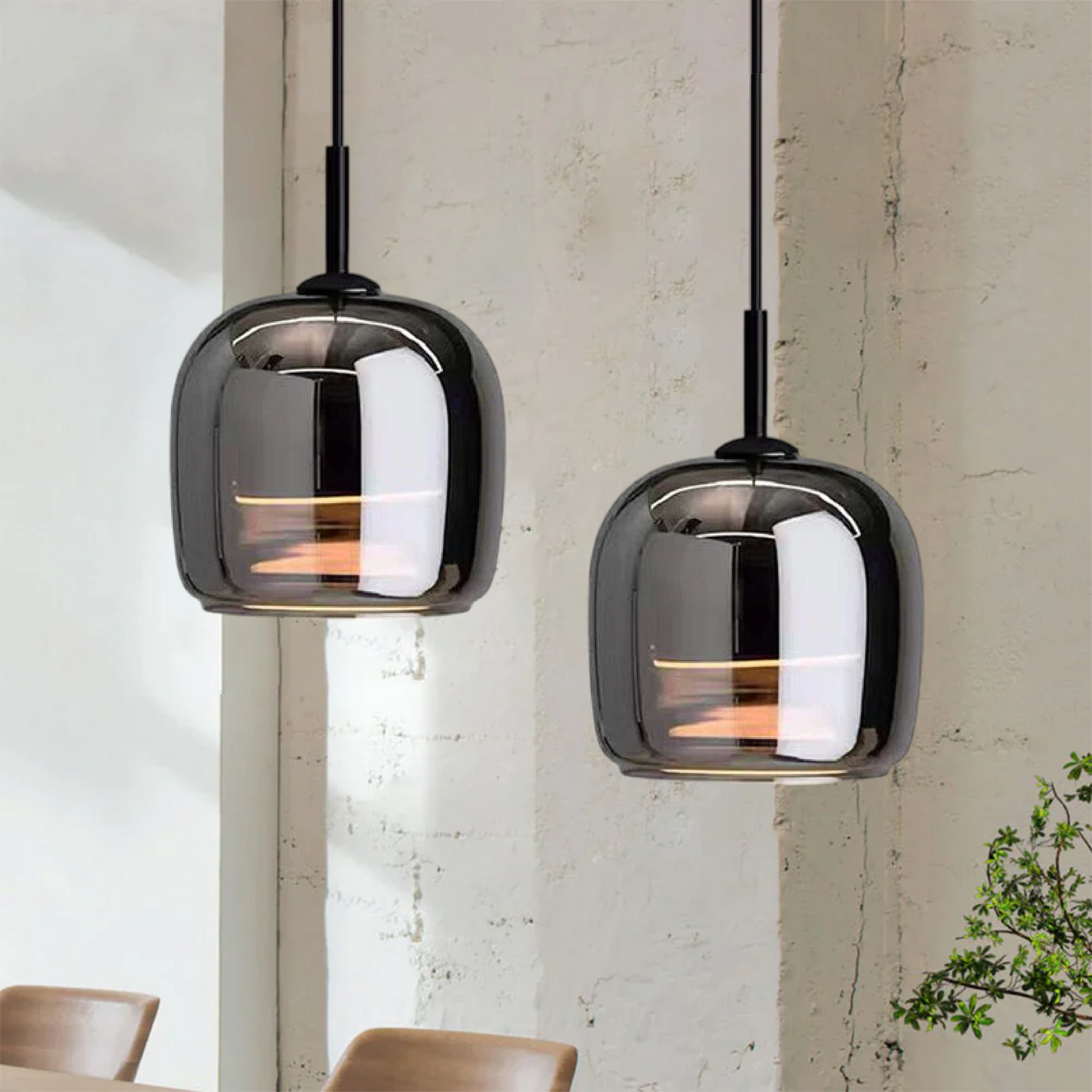 Modern Pendant Light - Smoked Glass - Black Accents - Dining Room Lighting - Image 5