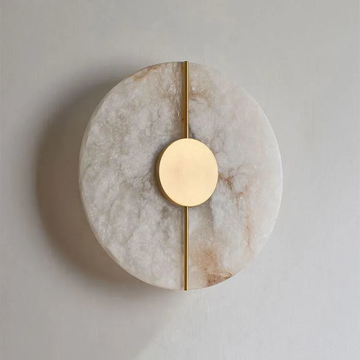 Modern Round Marble Wall Sconce - Gold Accent - Nordic Style LED Light - Image 1