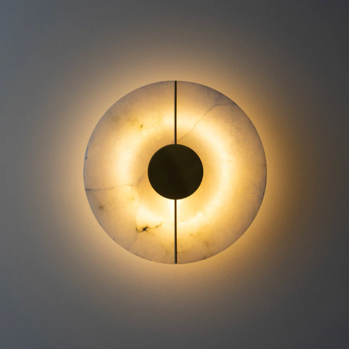 Modern Round Marble Wall Sconce - Gold Accent - Nordic Style LED Light - Image 2