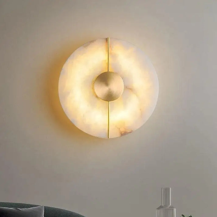 Modern Round Marble Wall Sconce - Gold Accent - Nordic Style LED Light - Image 3