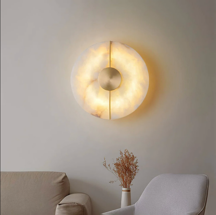 Modern Round Marble Wall Sconce - Gold Accent - Nordic Style LED Light - Image 4