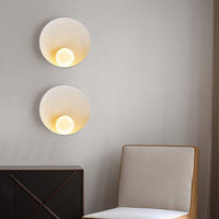 Modern Round Wall Lamp - Wood or Plaster - Minimalist Design