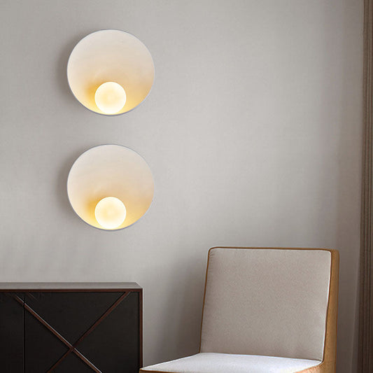 Modern Round Wall Lamp - Wood or Plaster - Minimalist Design - Image 1