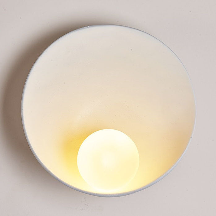 Modern Round Wall Lamp - Wood or Plaster - Minimalist Design - Image 3