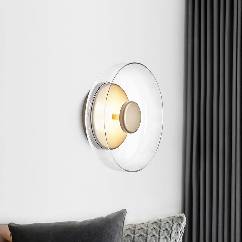 Modern Round Wall Sconce - Glass & Metal - LED Wall Light - Stylish Fixture - Image 3