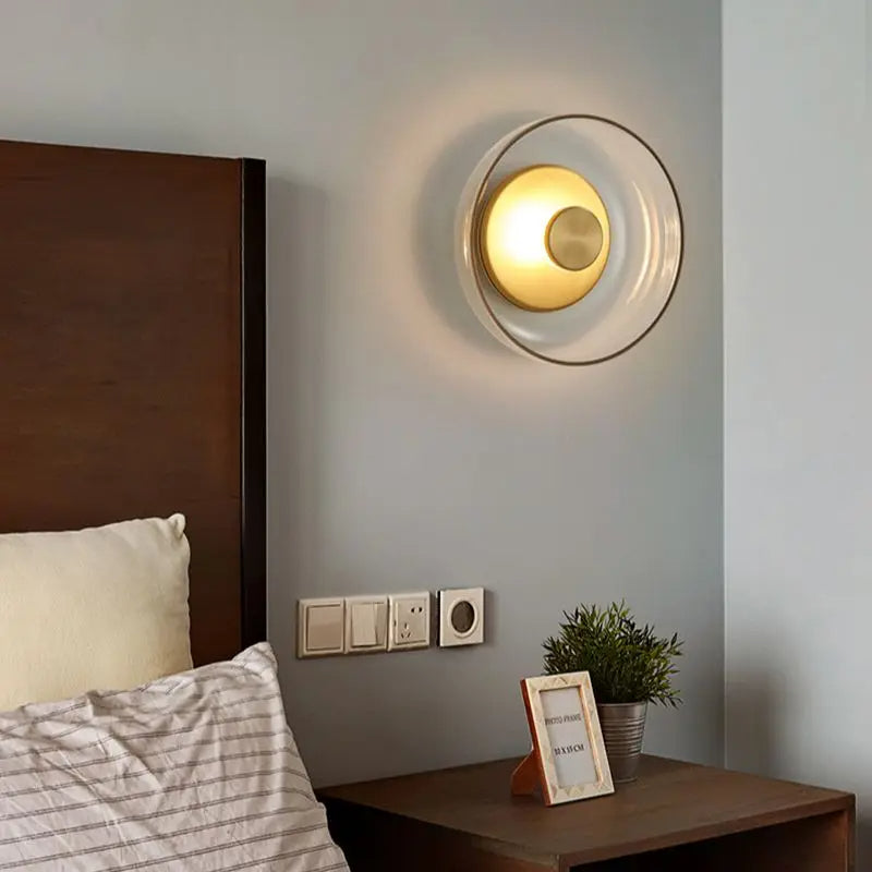 Modern Round Wall Sconce - Glass & Metal - LED Wall Light - Stylish Fixture - Image 4