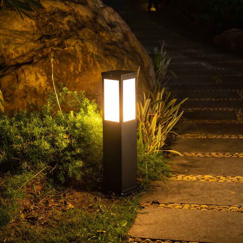 Modern Square Solar Path Light - Galvanized Iron & Acrylic - Outdoor LED Pathway Lighting - Image 2